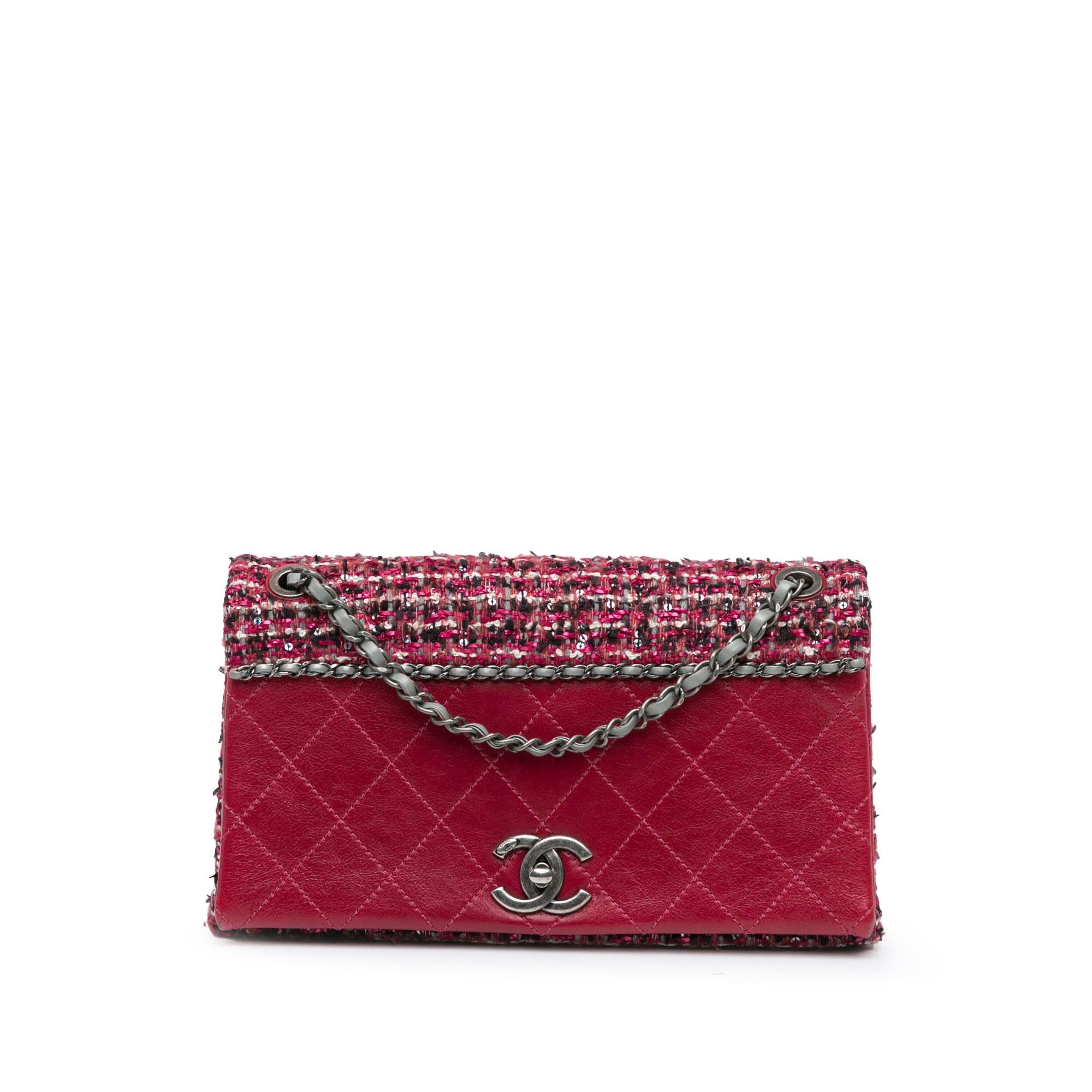 Chanel CC Lambskin and Tweed Flap