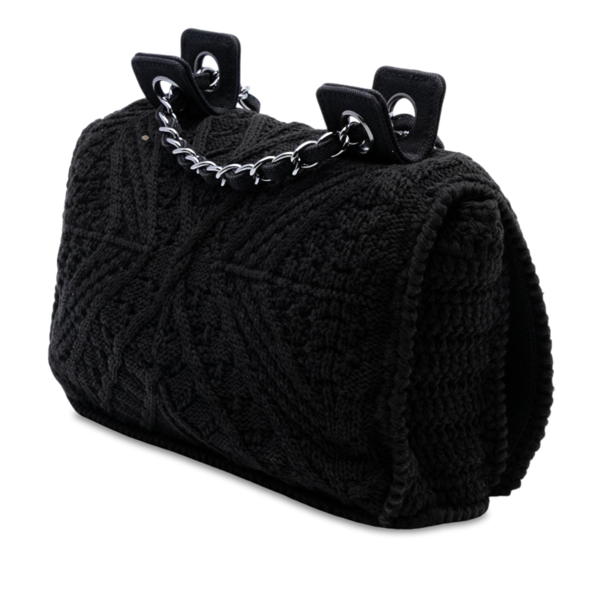 Chanel CC Medium Woven Crochet Knit Single Flap