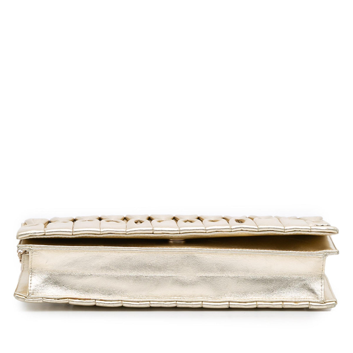 Chanel CC Metallic Pleated Lambskin Chain Link Shoulder Bag