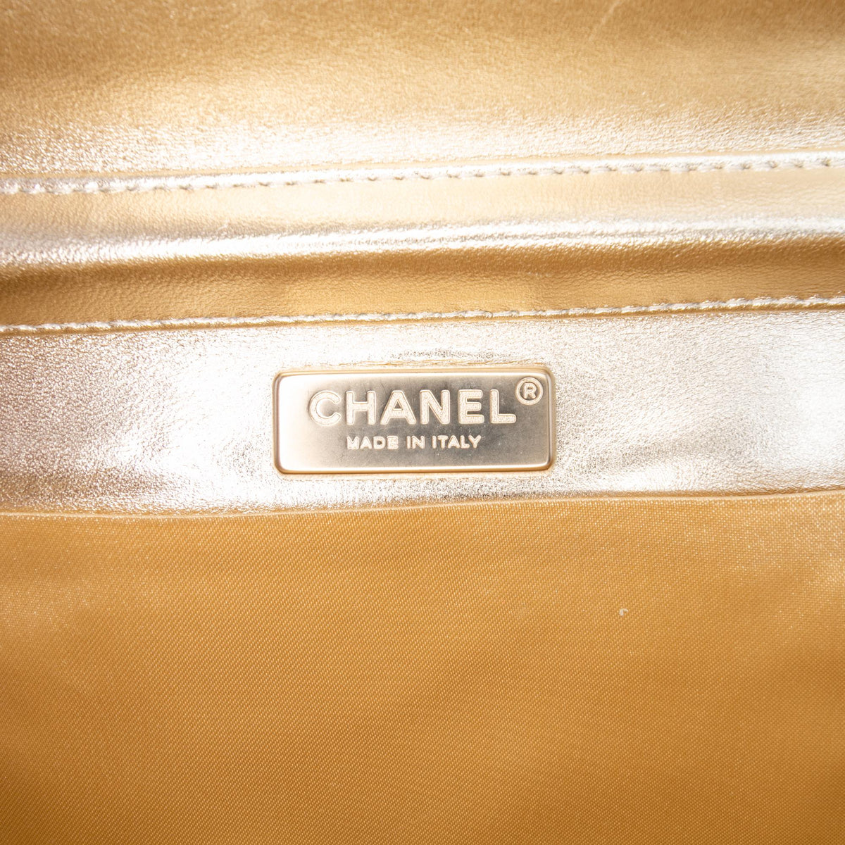 Chanel CC Metallic Pleated Lambskin Chain Link Shoulder Bag