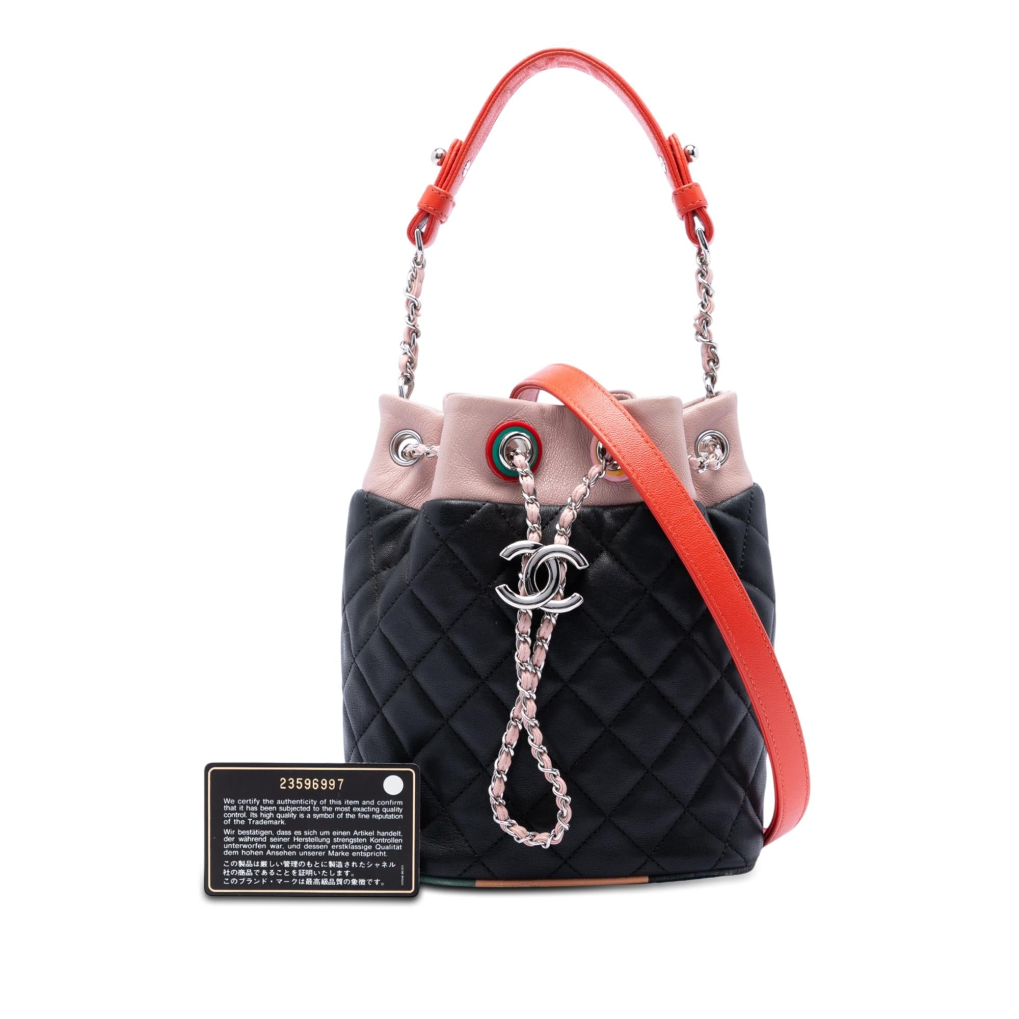 Chanel CC Multicolor Quilted Lambskin Cuba Drawstring Bucket Bag