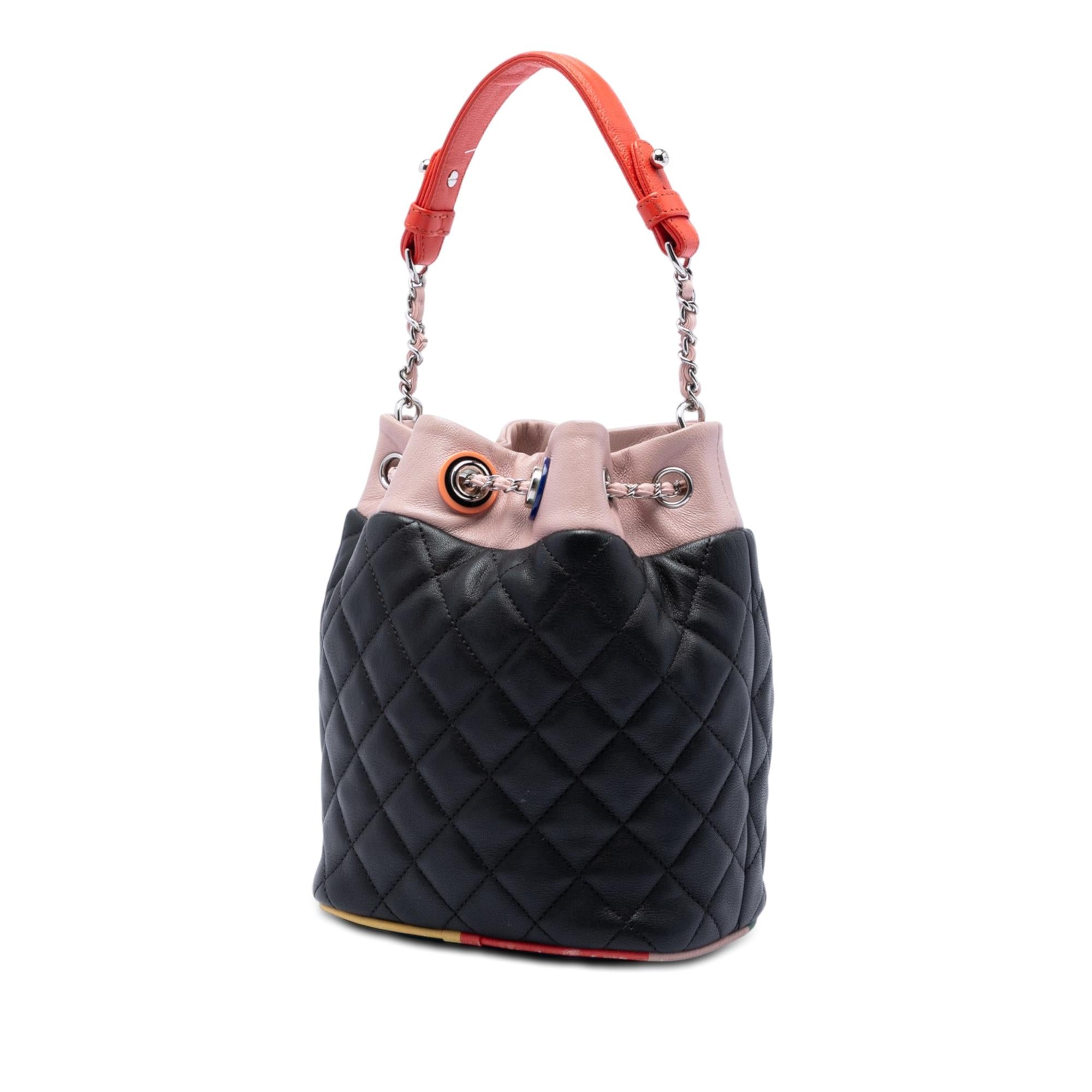 Chanel CC Multicolor Quilted Lambskin Cuba Drawstring Bucket Bag