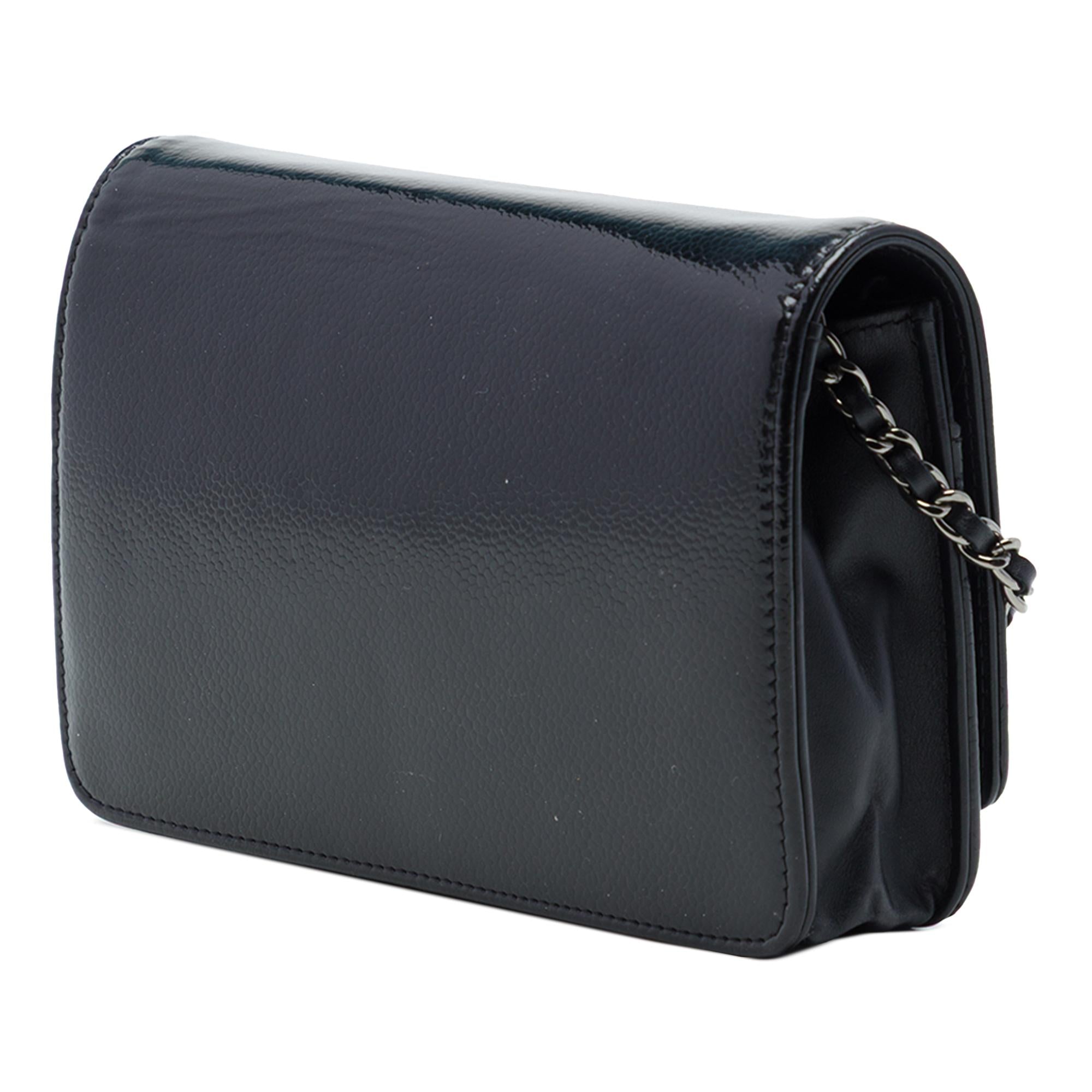 Chanel CC Patent Caviar Wallet On Chain