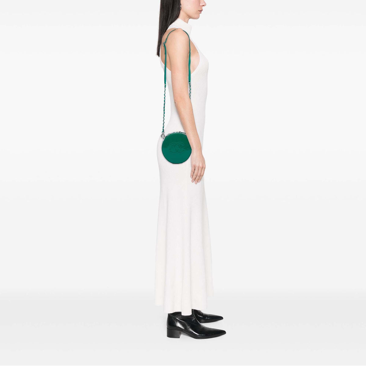 Chanel CC Patent Round As Earth Bag