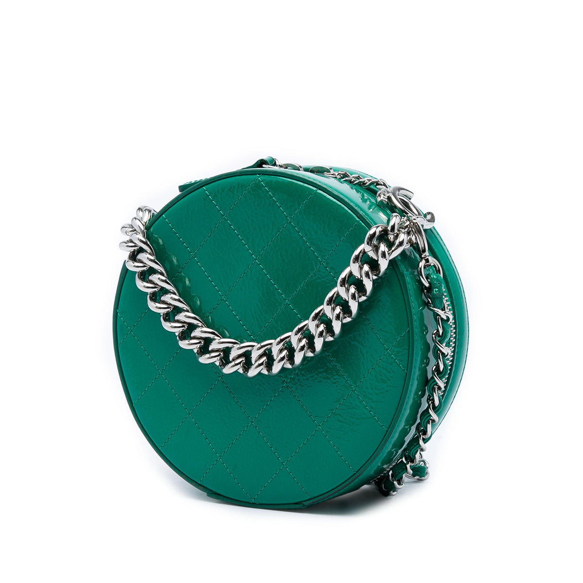Chanel CC Patent Round As Earth Bag