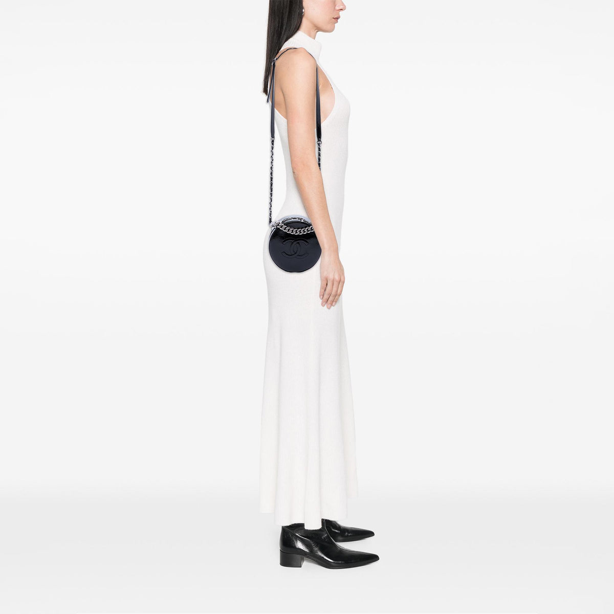 Chanel CC Patent Round As Earth Bag