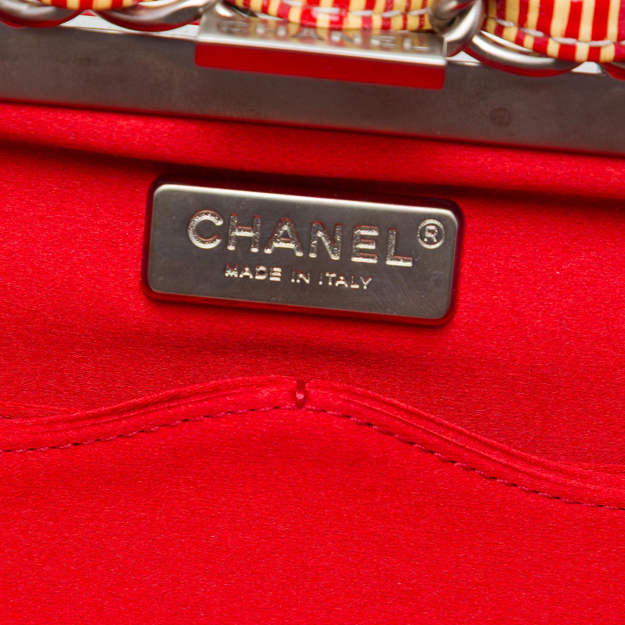 Chanel CC Patent Striped Chain Around Clutch