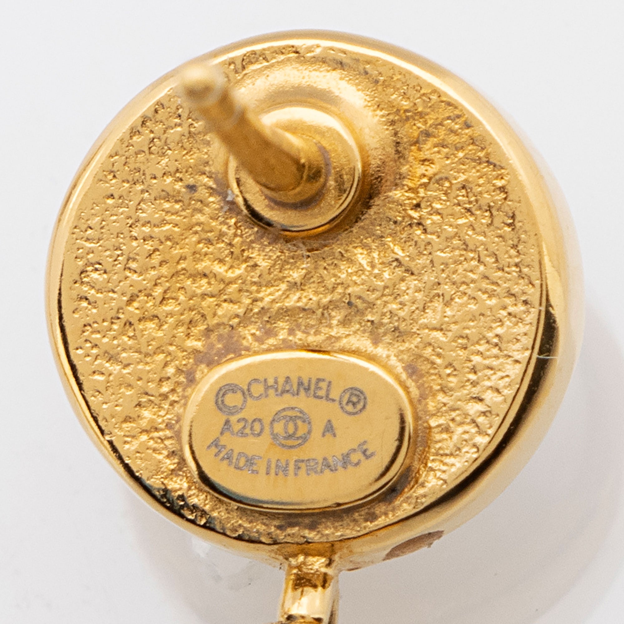 Chanel CC Pearl Perfume Bottle Chain Drop Earrings