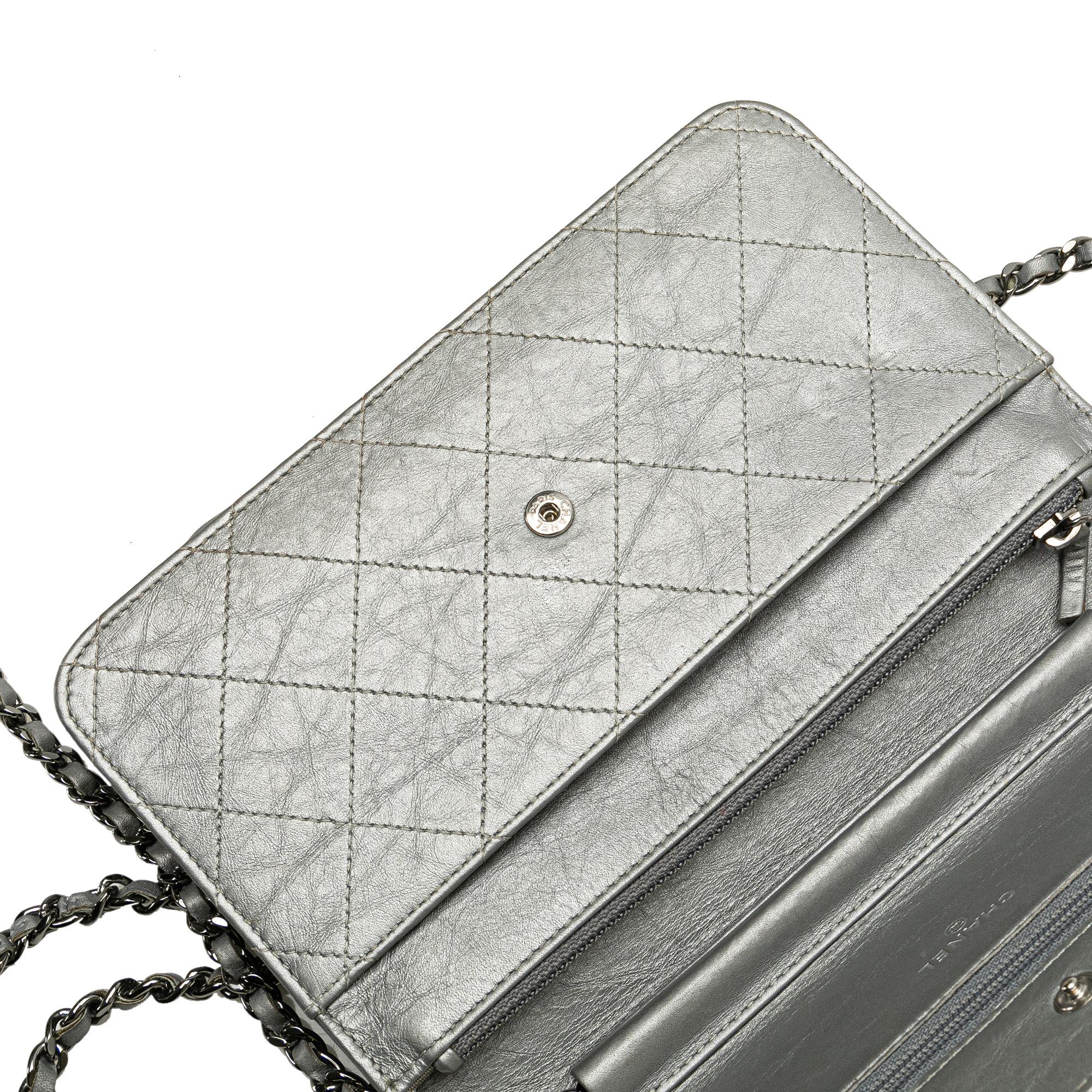 Chanel CC Quilted Aged Calfskin Wallet On Chain