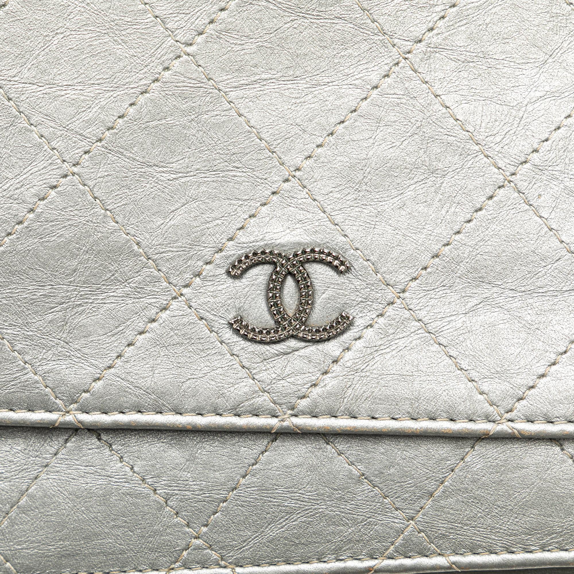 Chanel CC Quilted Aged Calfskin Wallet On Chain