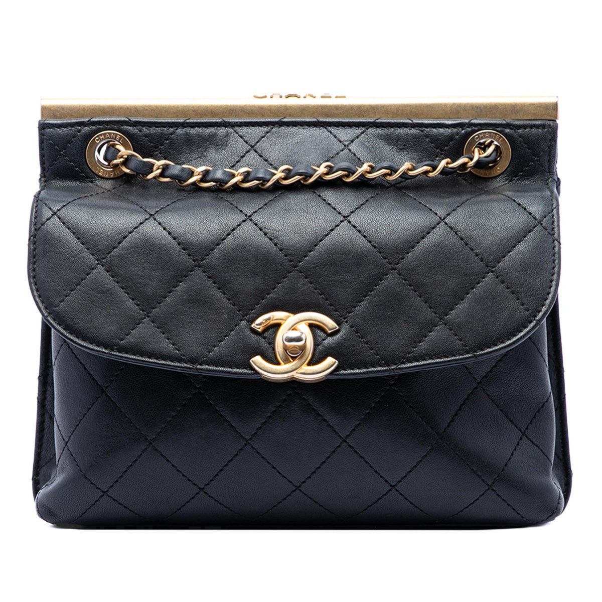 Chanel CC Quilted Calfskin Double Sided Metal Frame Flap