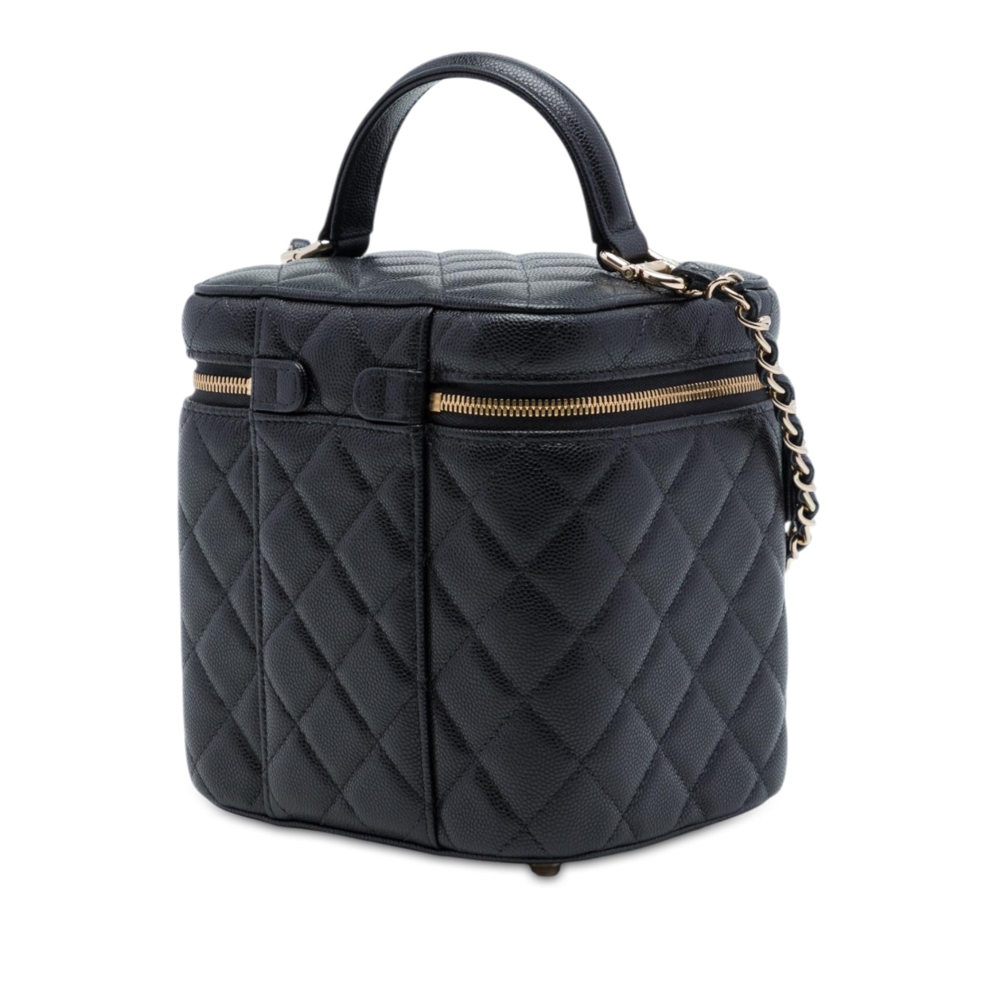 Chanel CC Quilted Caviar Top Handle Vanity with Chain