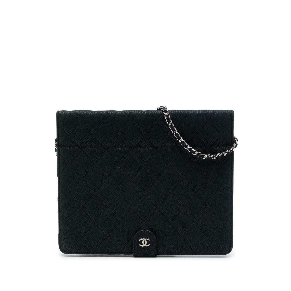 Chanel CC Quilted Caviar iPad Case with Chain