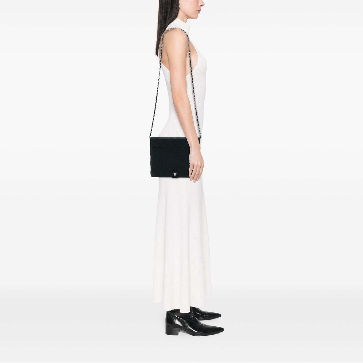 Chanel CC Quilted Caviar iPad Case with Chain