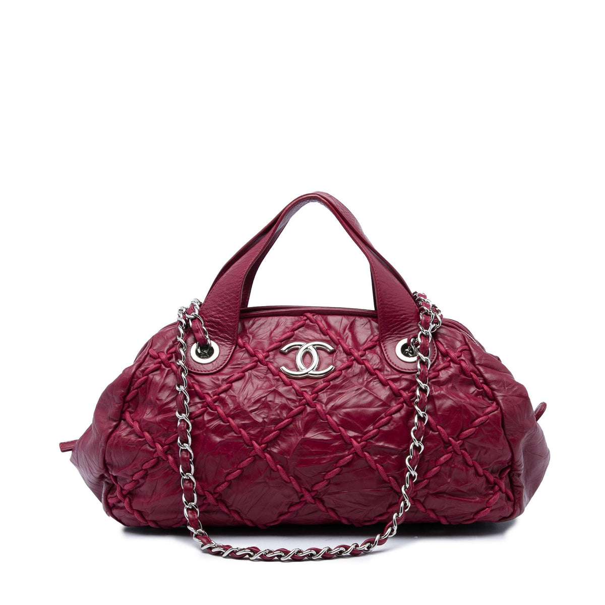 Chanel CC Quilted Crinkled Calfskin Ultra Stitch Bowling Bag