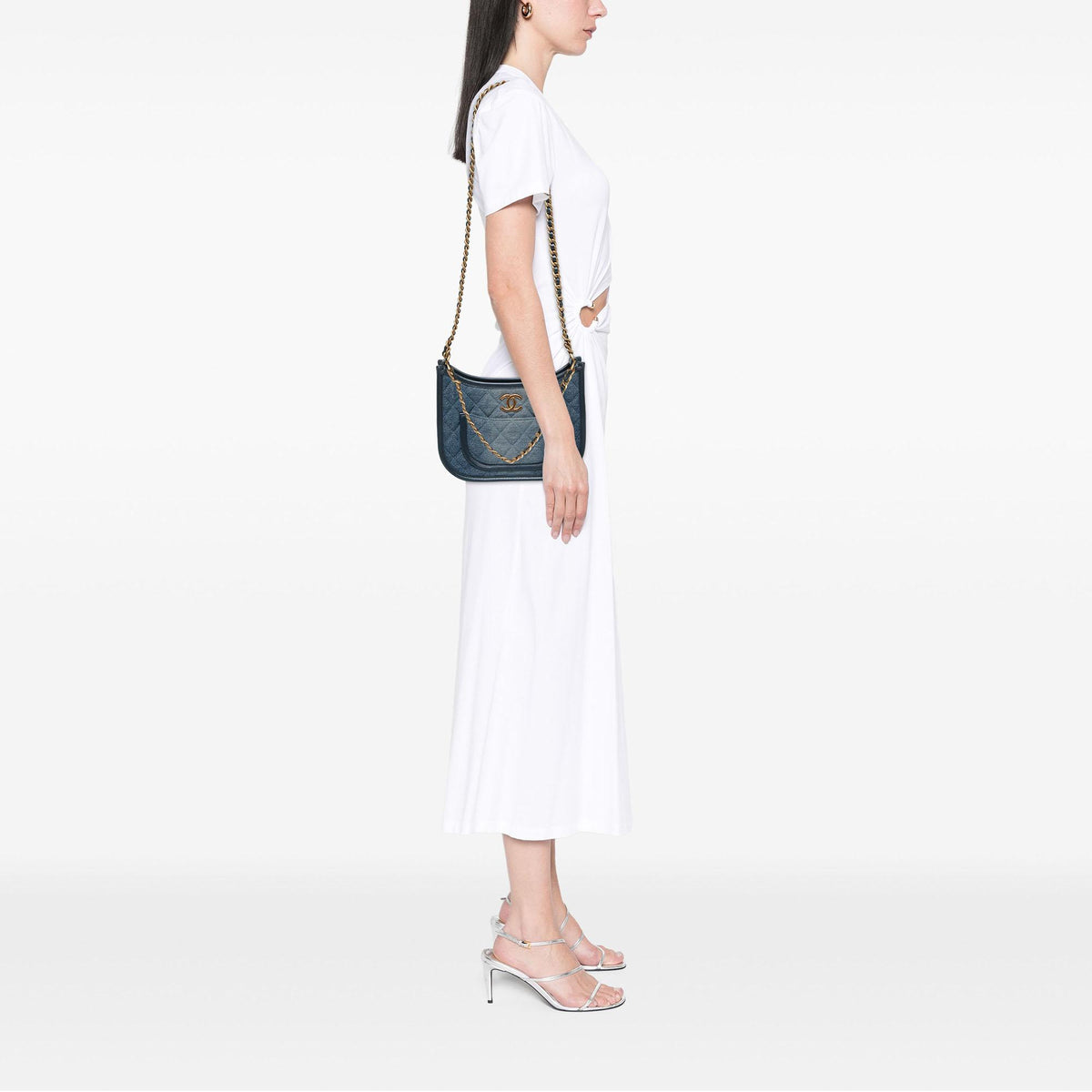 Chanel CC Quilted Denim Hobo Bag