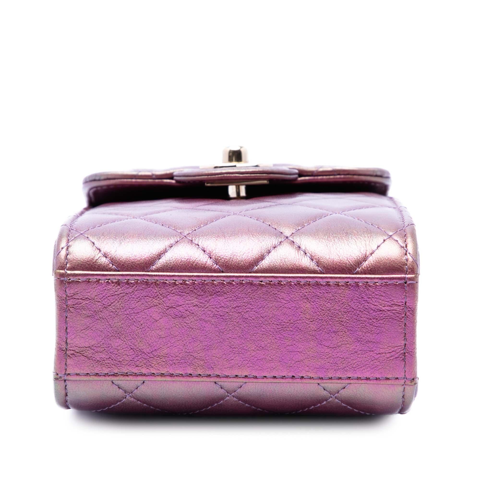 Chanel CC Quilted Iridescent Lambskin Phone Holder with Chain