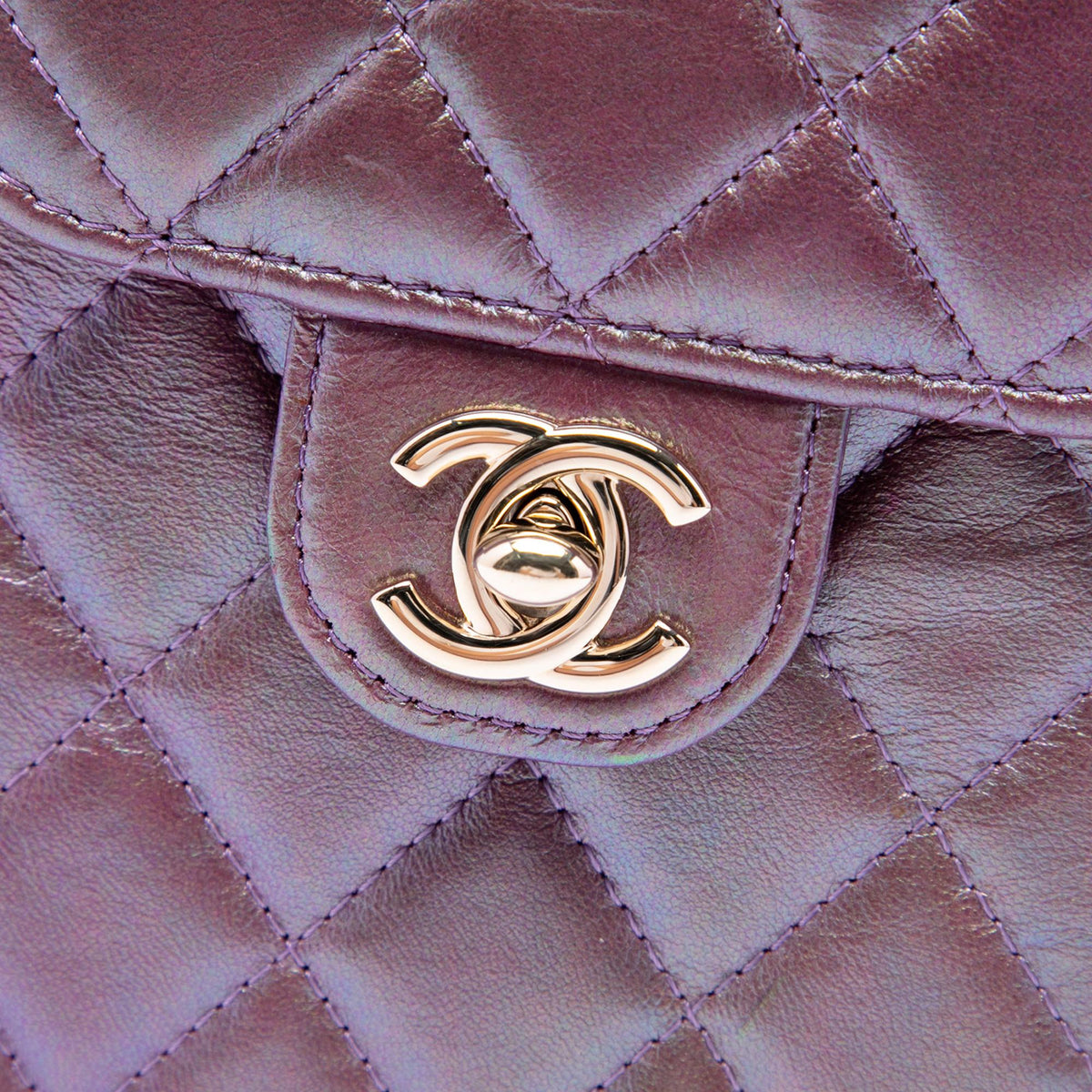 Chanel CC Quilted Iridescent Lambskin Phone Holder with Chain