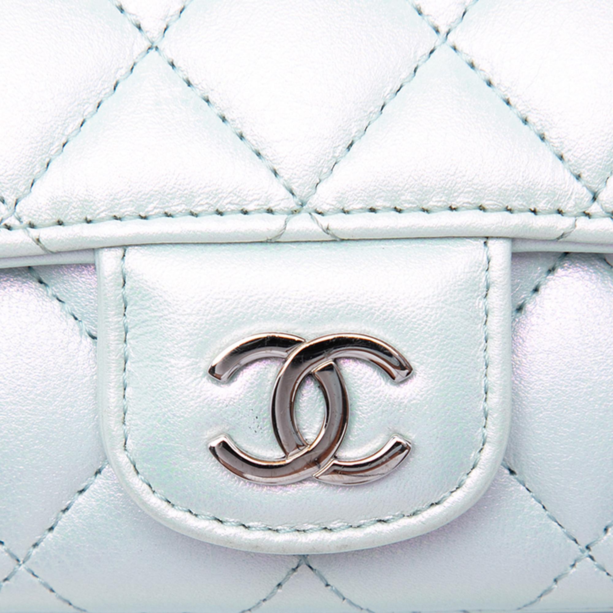 Chanel CC Quilted Iridescent Lambskin Sunglasses Case with Chain
