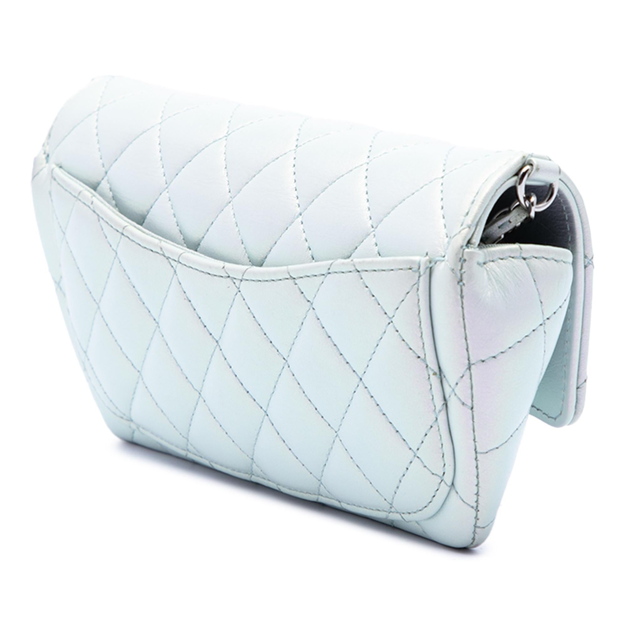 Chanel CC Quilted Iridescent Lambskin Sunglasses Case with Chain