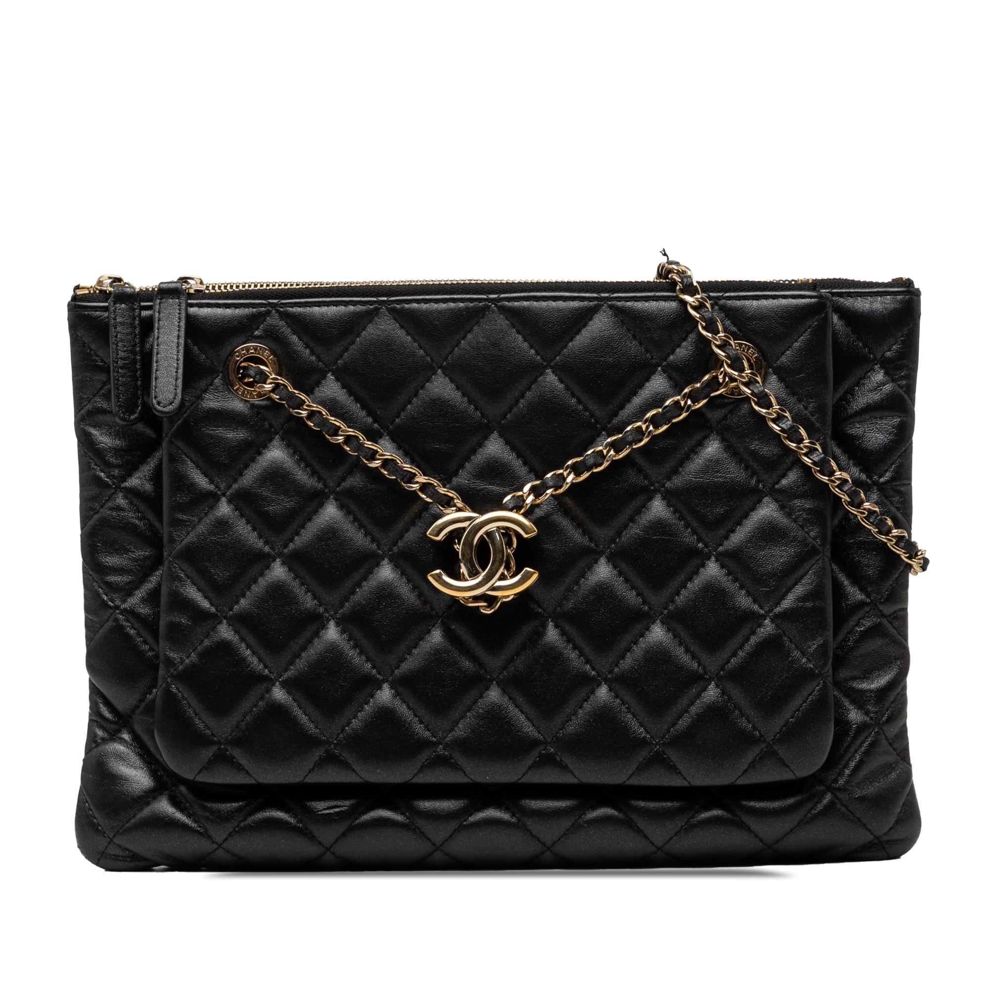 Chanel CC Quilted Lambskin Double Zip Crossbody