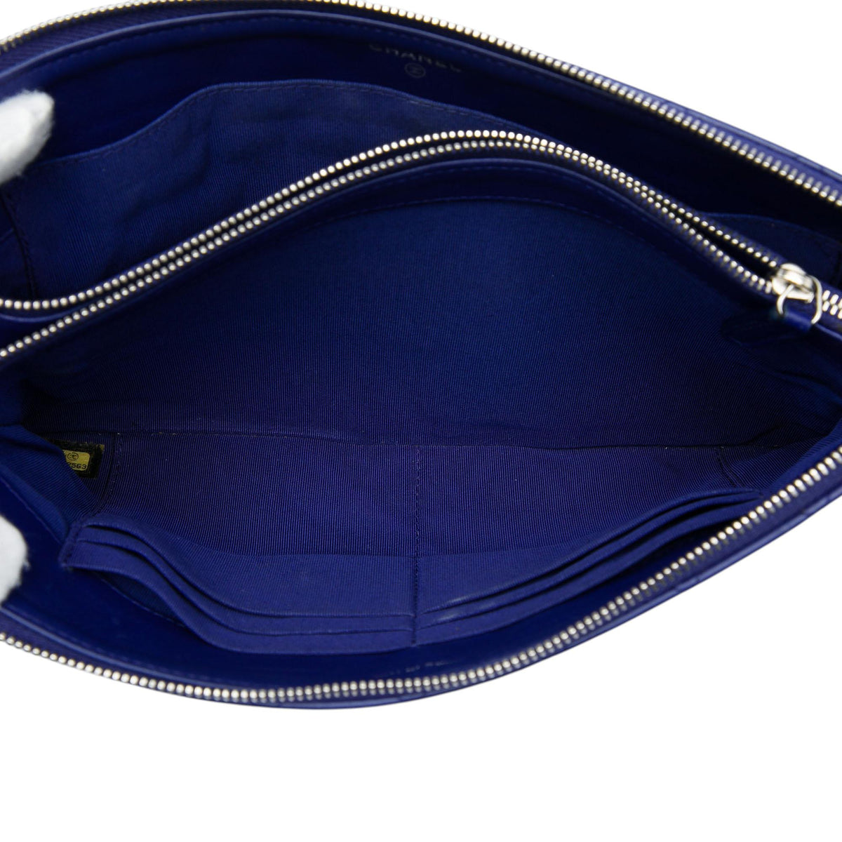 Chanel CC Quilted Lambskin Double Zip Pouch