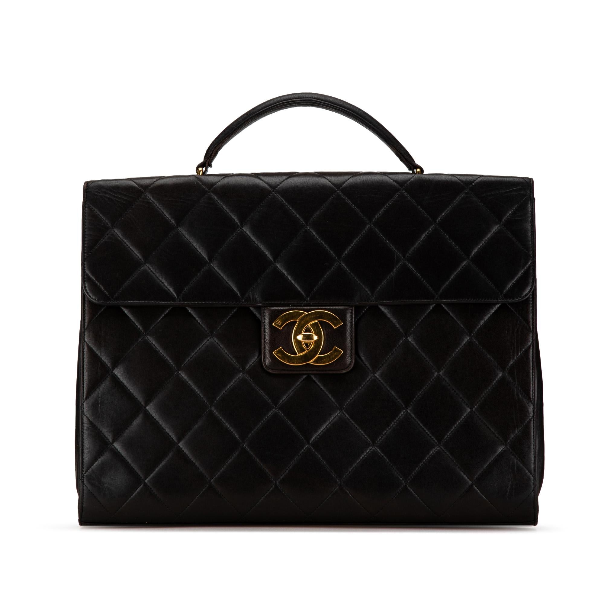 Chanel CC Quilted Lambskin Flap Briefcase (SHG-C50FAl)