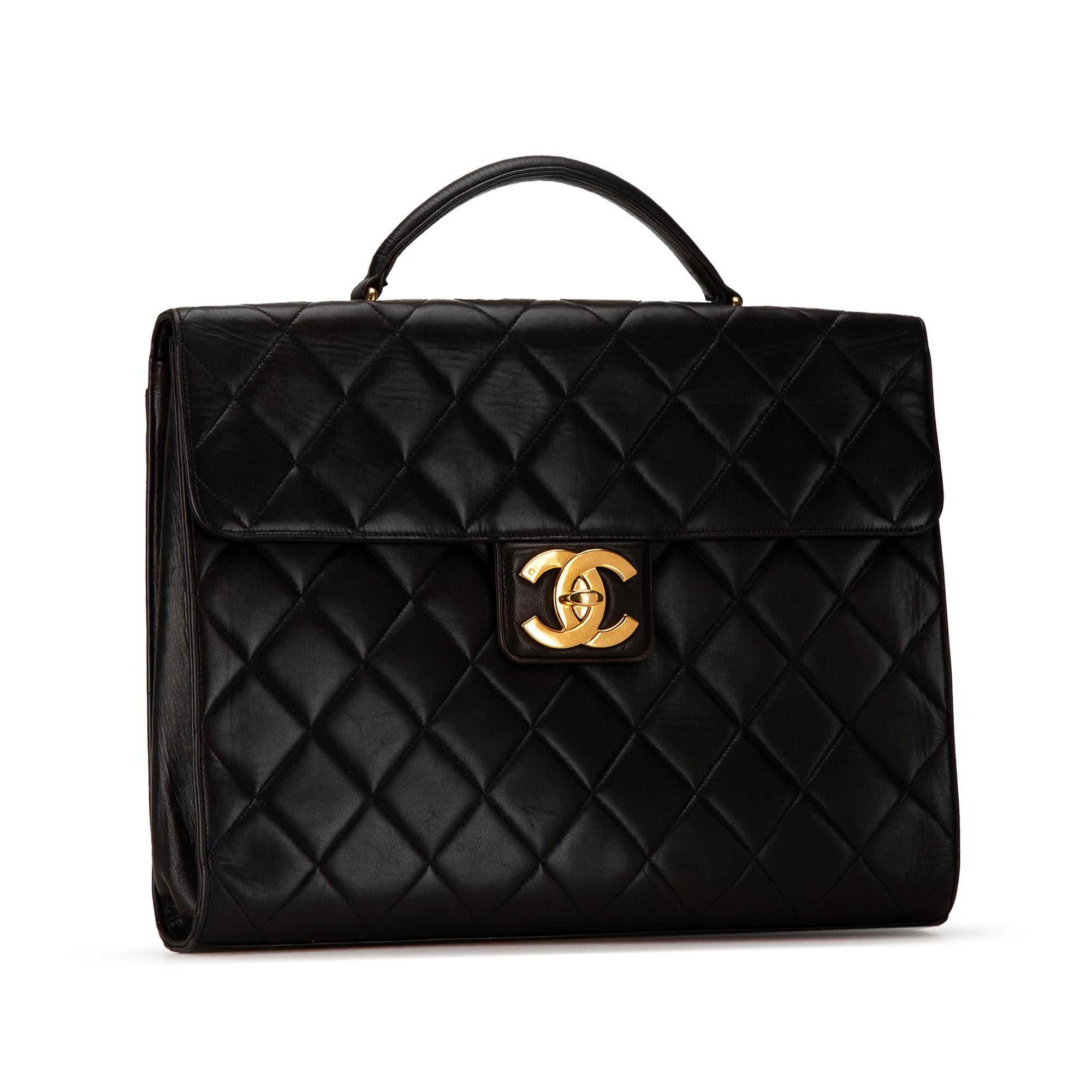 Chanel CC Quilted Lambskin Flap Briefcase (SHG-C50FAl)