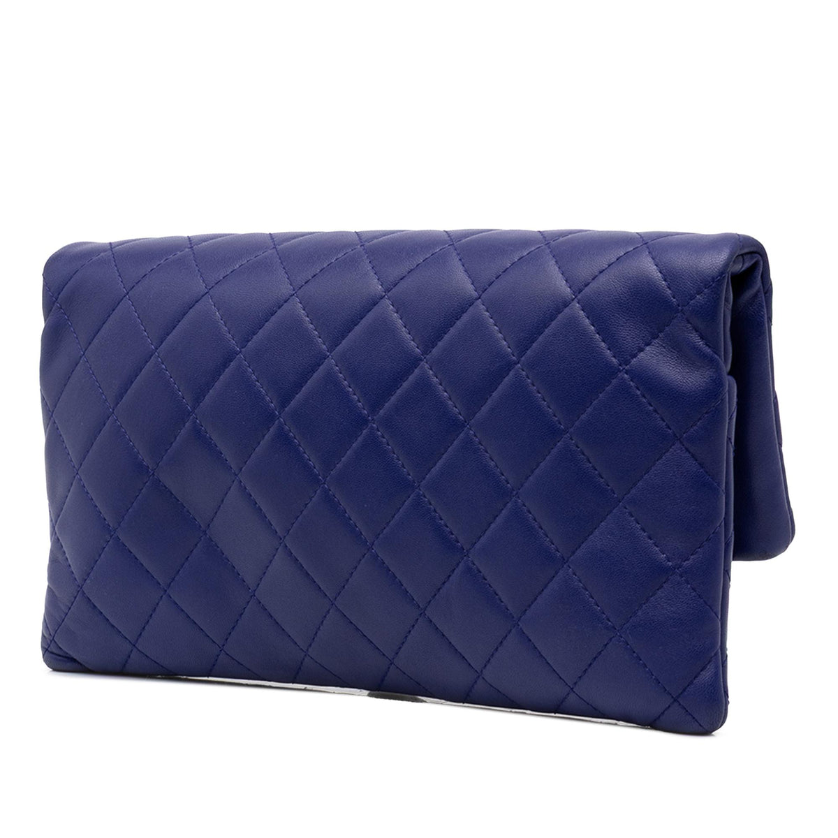 Chanel CC Quilted Lambskin Foldover Clutch
