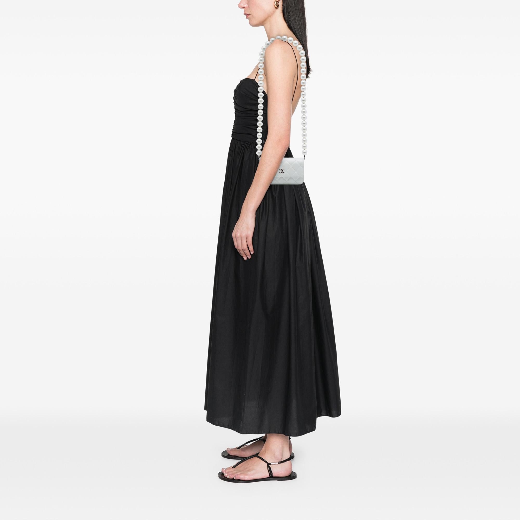 Chanel CC Quilted Lambskin Maxi Pearl Chain Strap