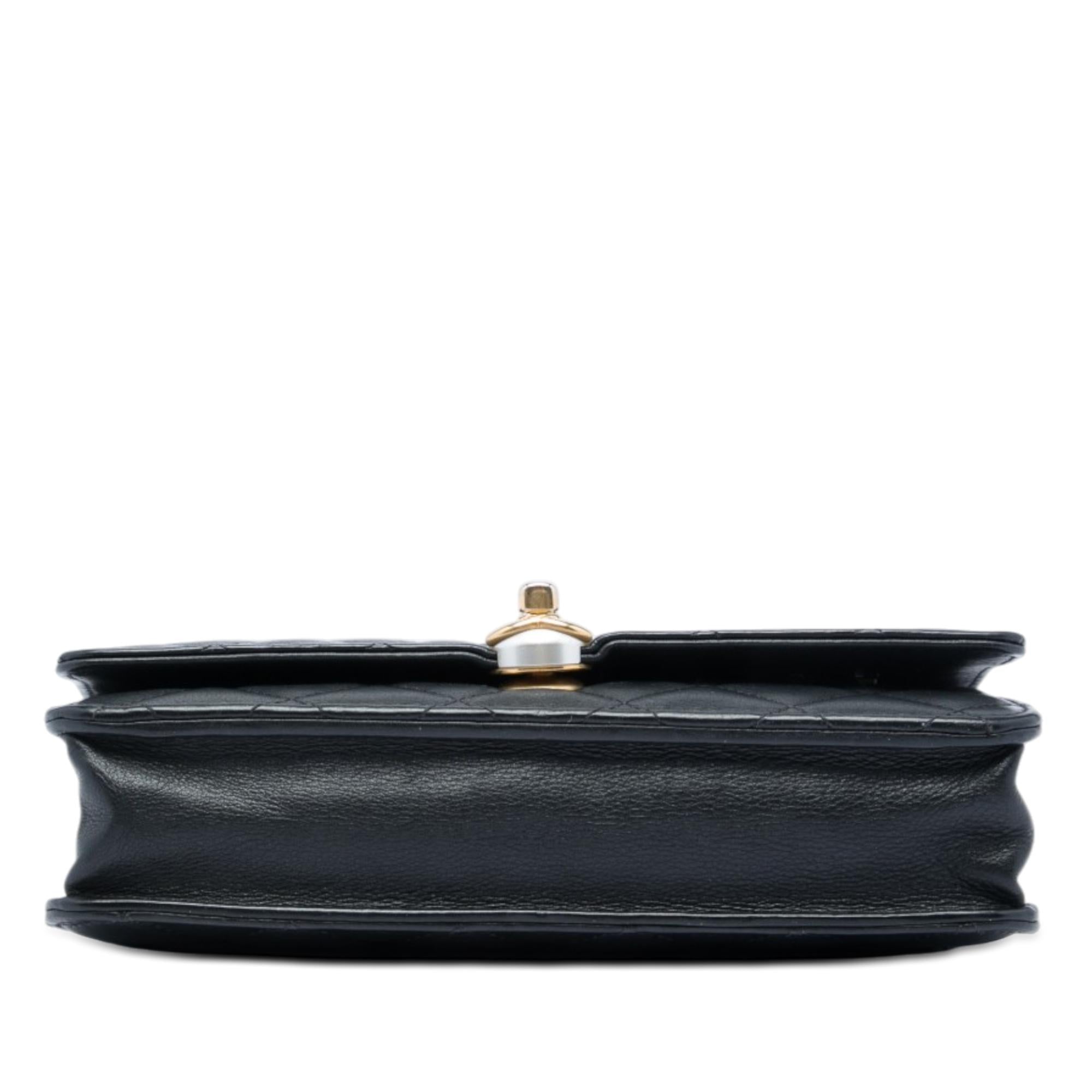 Chanel CC Quilted Lambskin Pearl Wallet on Chain