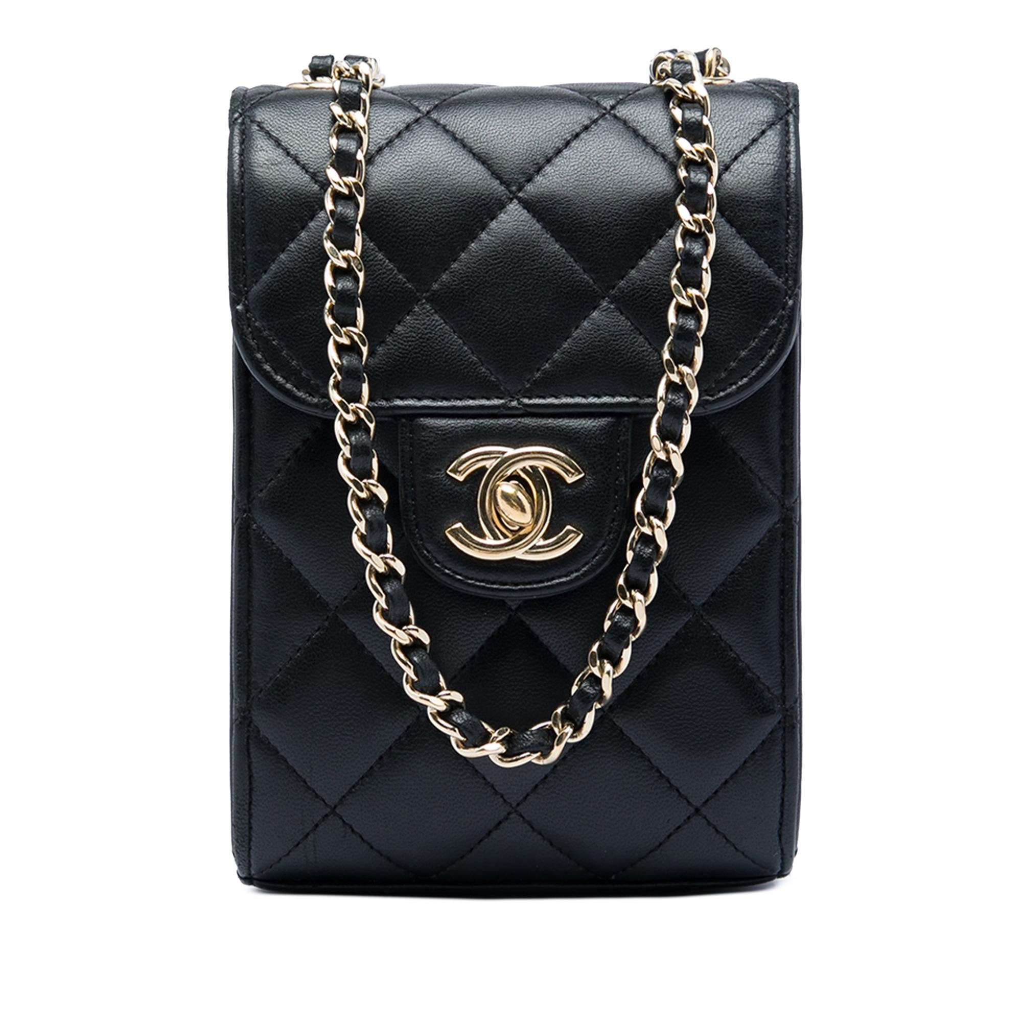 Chanel CC Quilted Lambskin Phone Holder with Chain