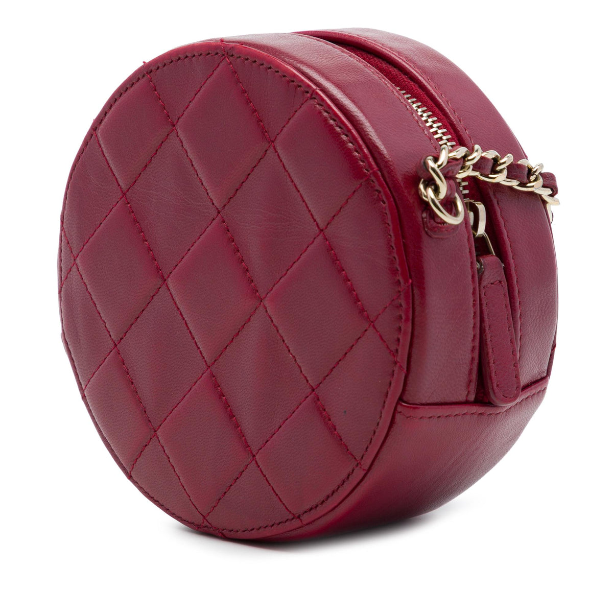 Chanel CC Quilted Lambskin Round Clutch with Chain