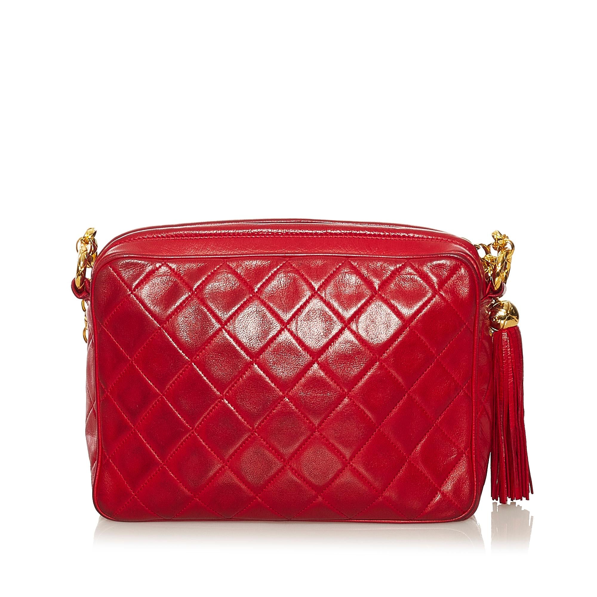 Chanel CC Quilted Lambskin Tassel Crossbody Bag (SHG-4oL2JE)