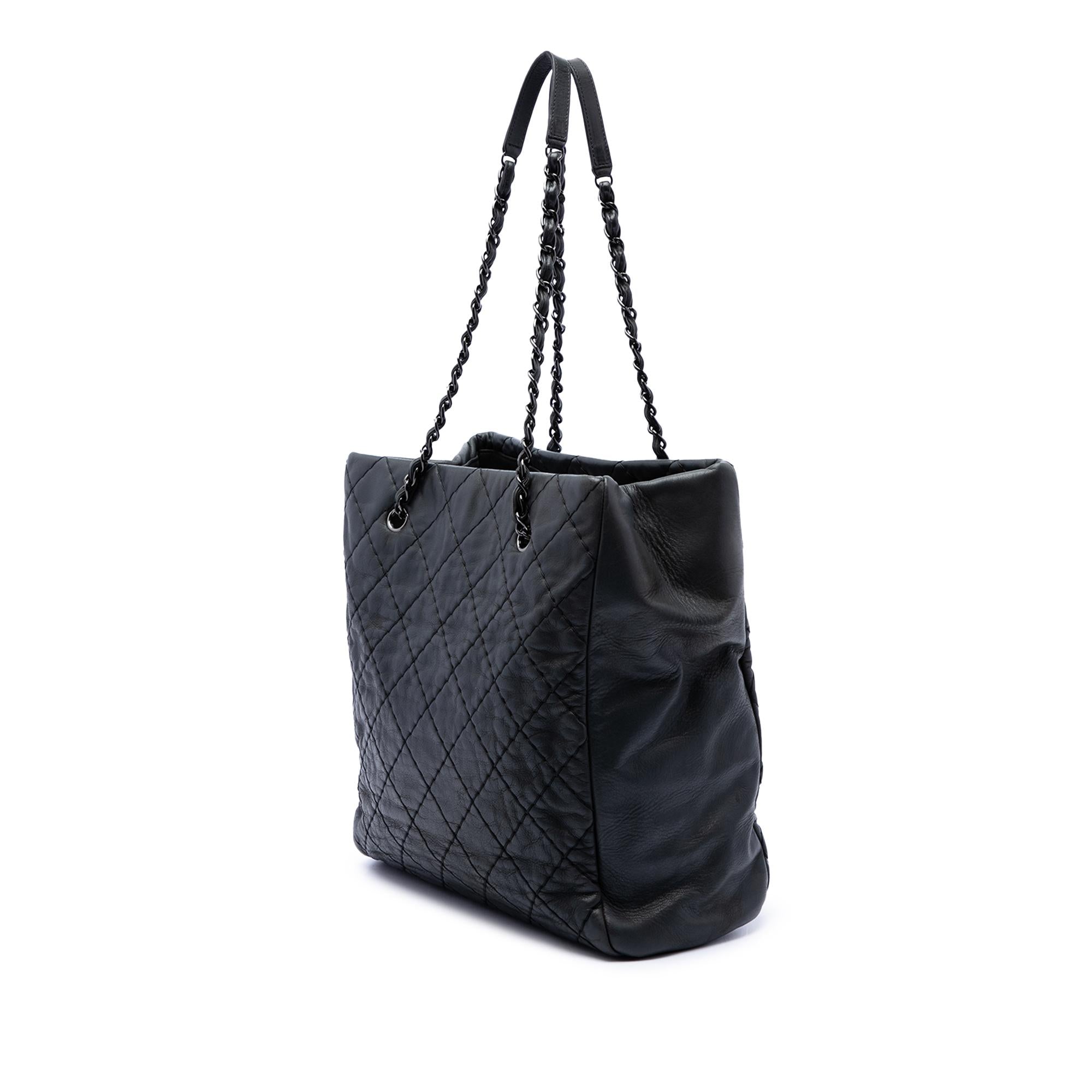 Chanel CC Quilted Lambskin Wild Stitch Chain Tote
