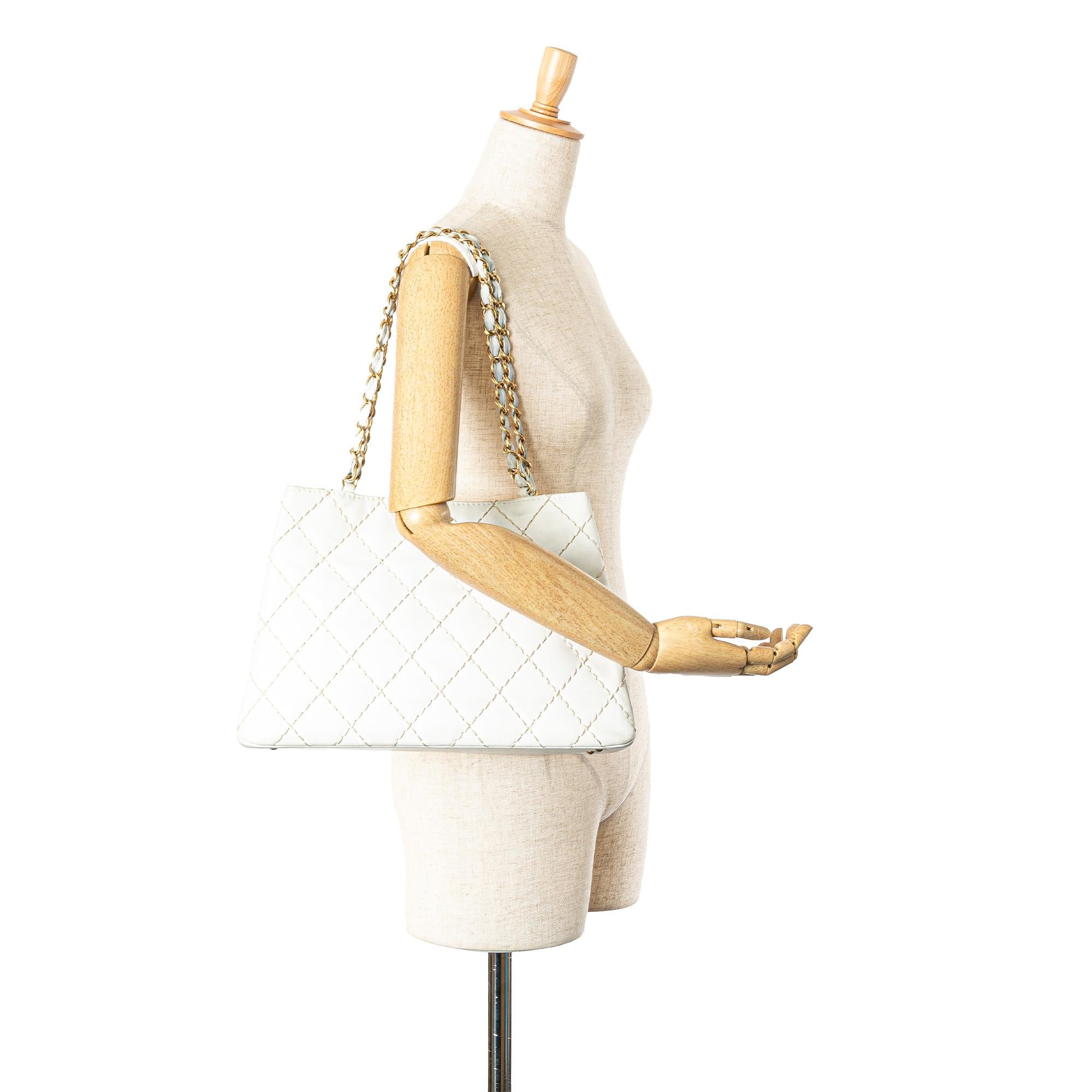 Chanel CC Quilted Lambskin Wild Stitch Tote