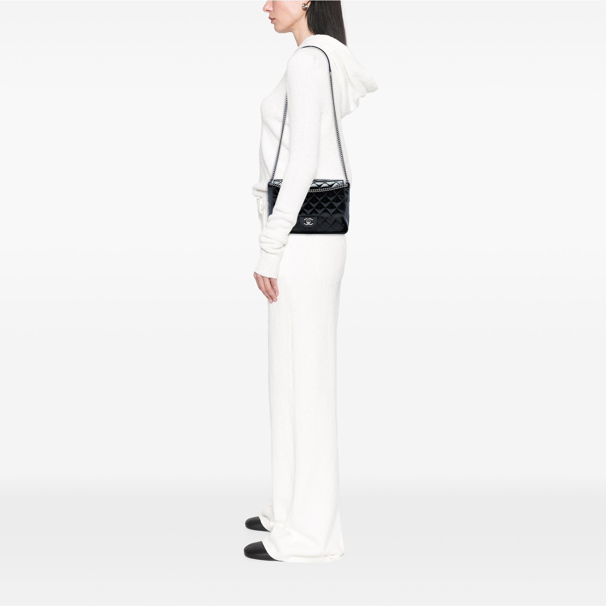 Chanel CC Quilted Lambskin and Patent Bijoux Chain Flap
