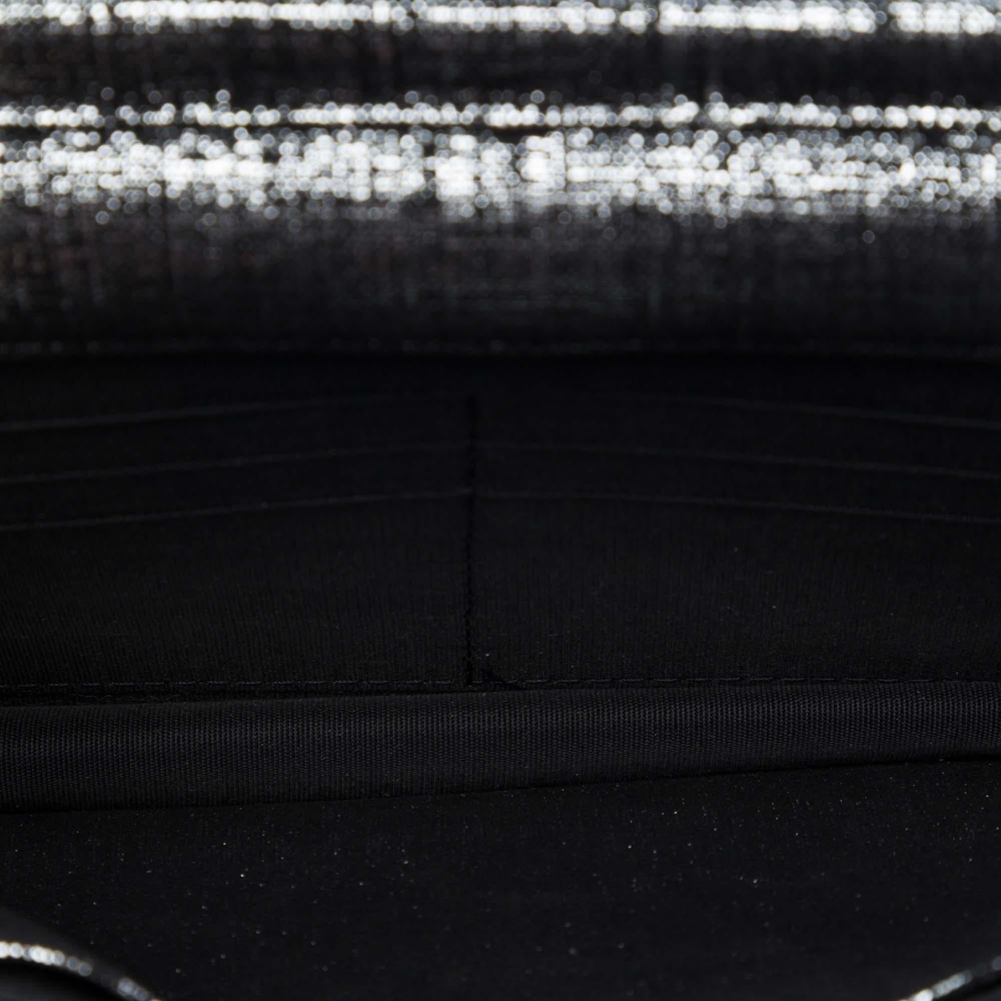 Chanel CC Quilted Metallic Fabric Wallet On Chain