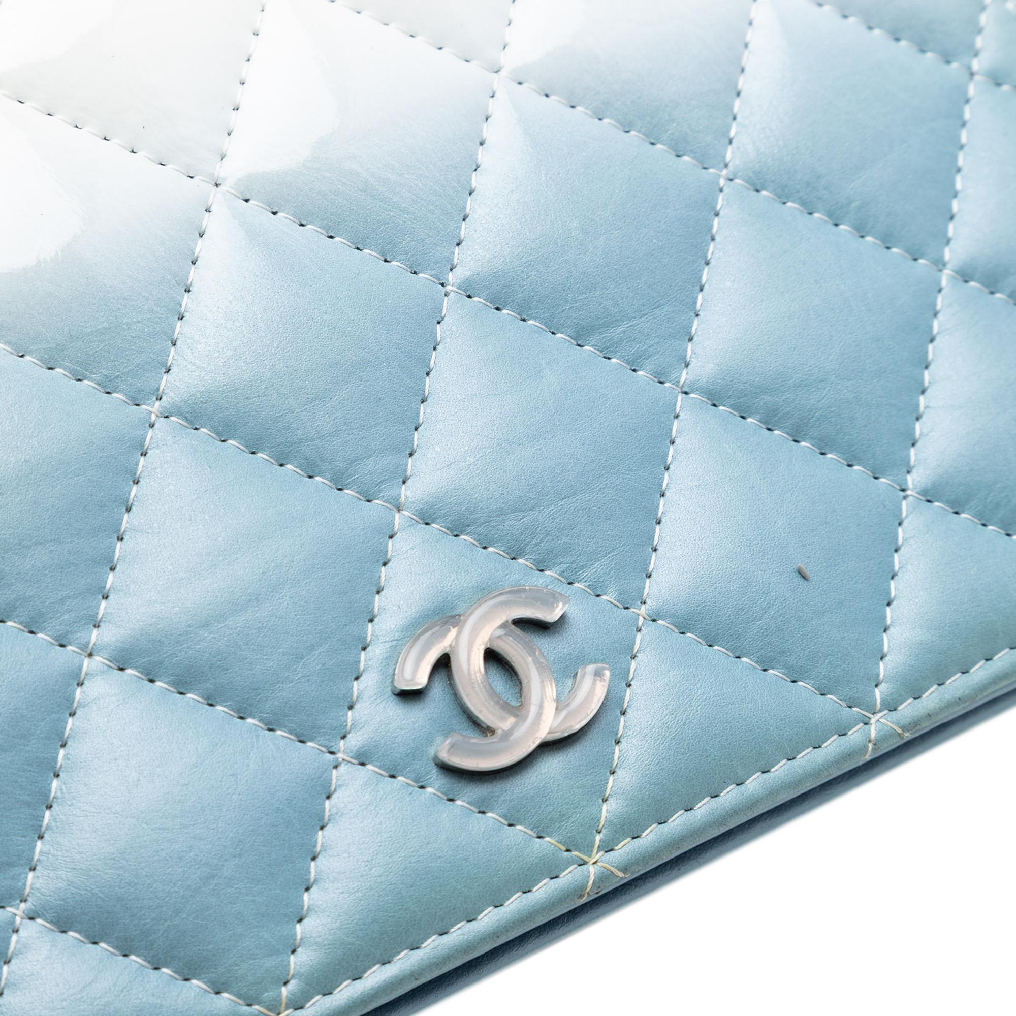 Chanel CC Quilted Ombre Patent and Aged Calfskin Crystal Wallet On Chain