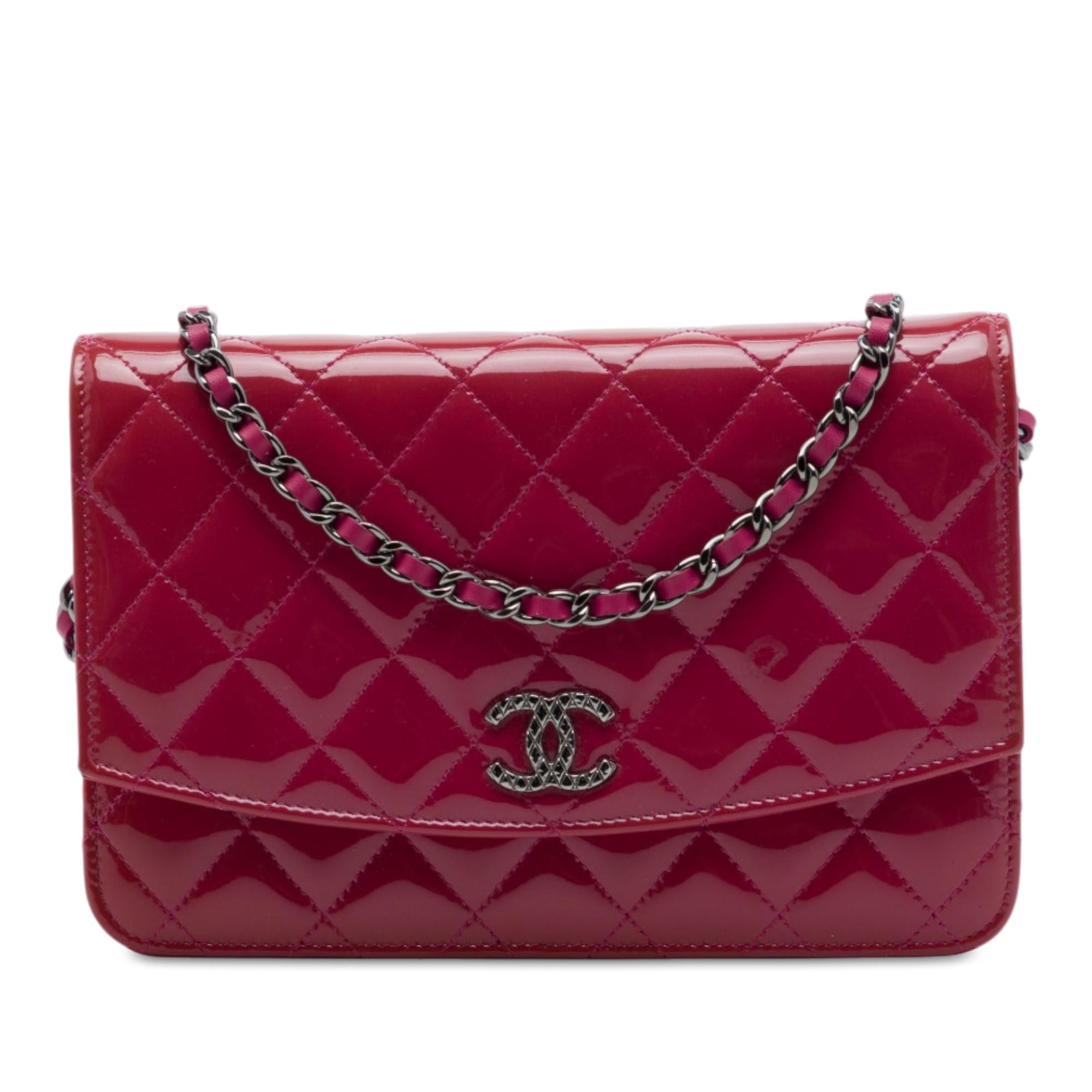 Chanel CC Quilted Patent Brilliant Wallet On Chain