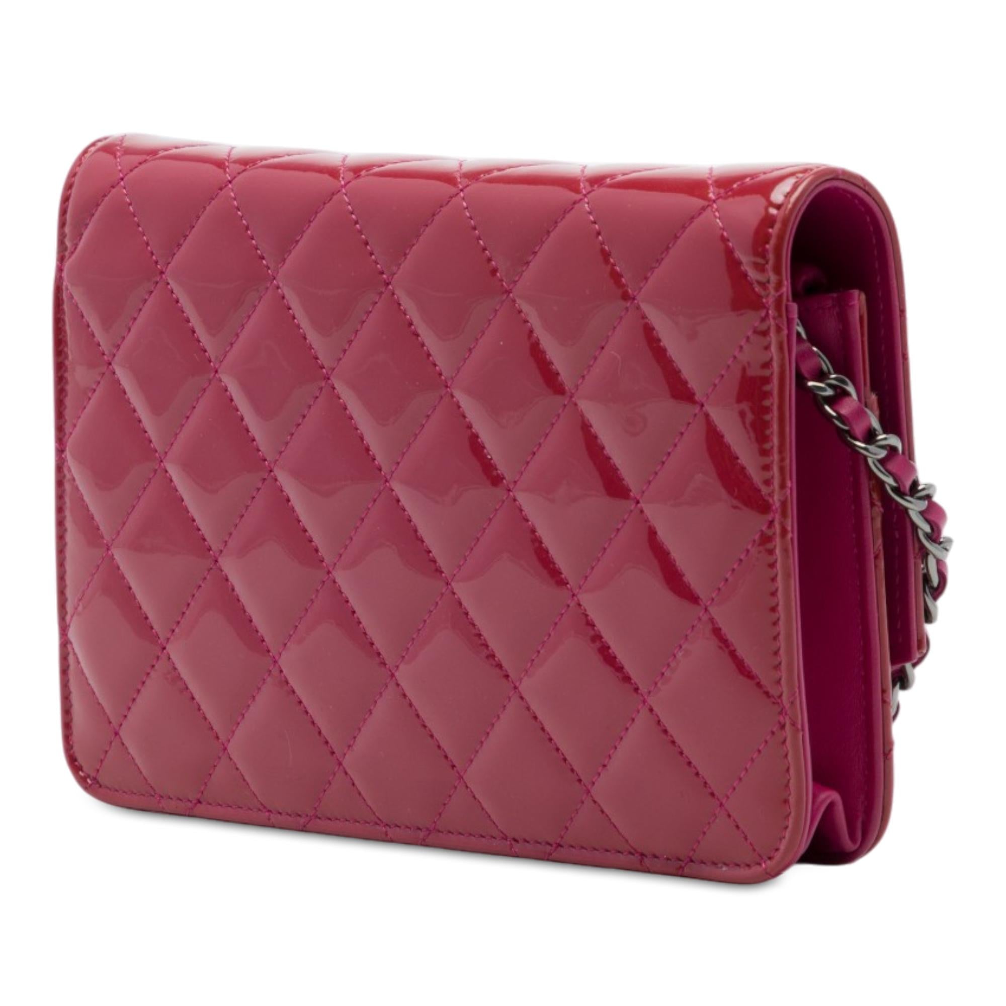 Chanel CC Quilted Patent Brilliant Wallet On Chain