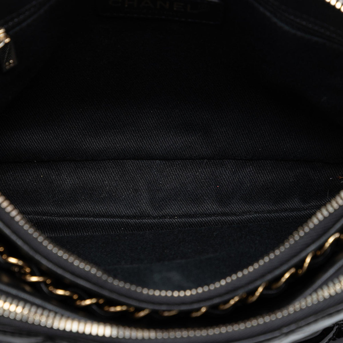 Chanel CC Quilted Patent Double Zip Camera Bag