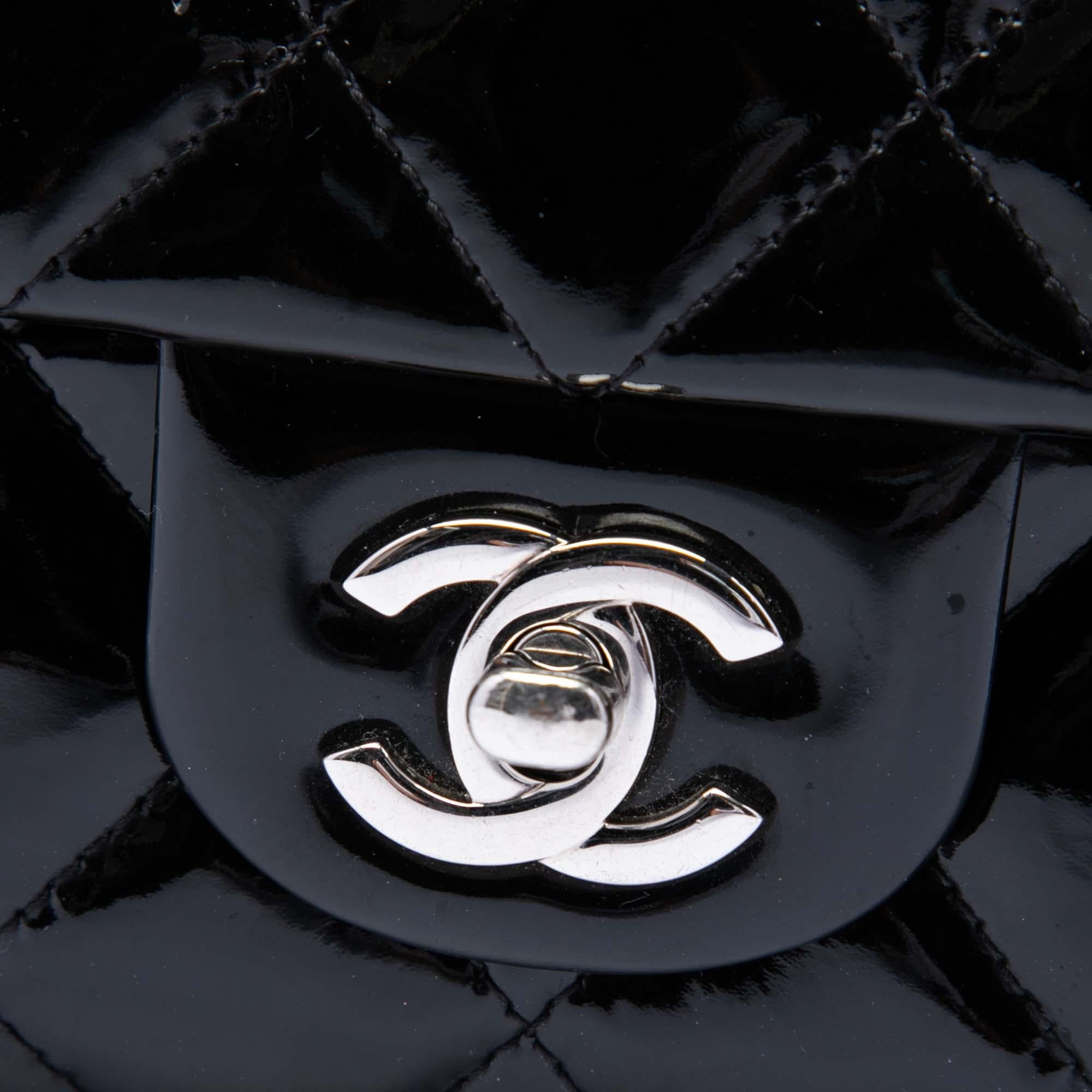 Chanel CC Quilted Patent Flap Clutch with Chain