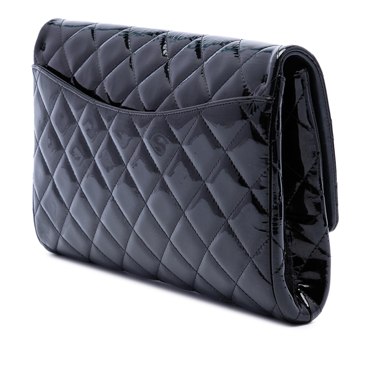 Chanel CC Quilted Patent Flap Clutch with Chain