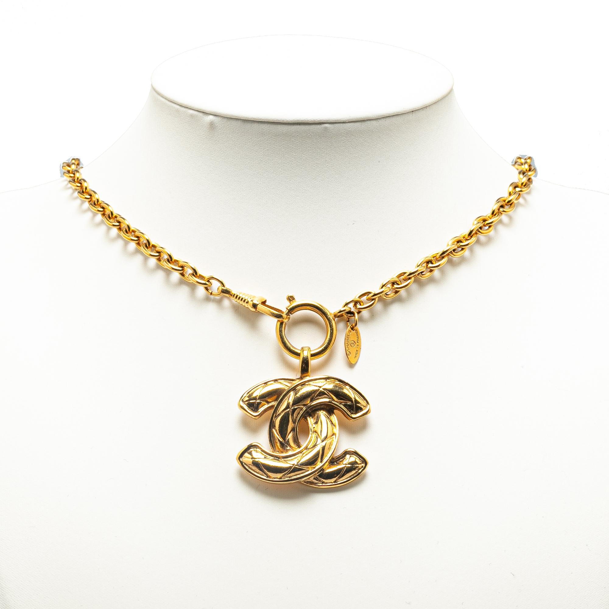 Chanel CC Quilted Pendant Necklace