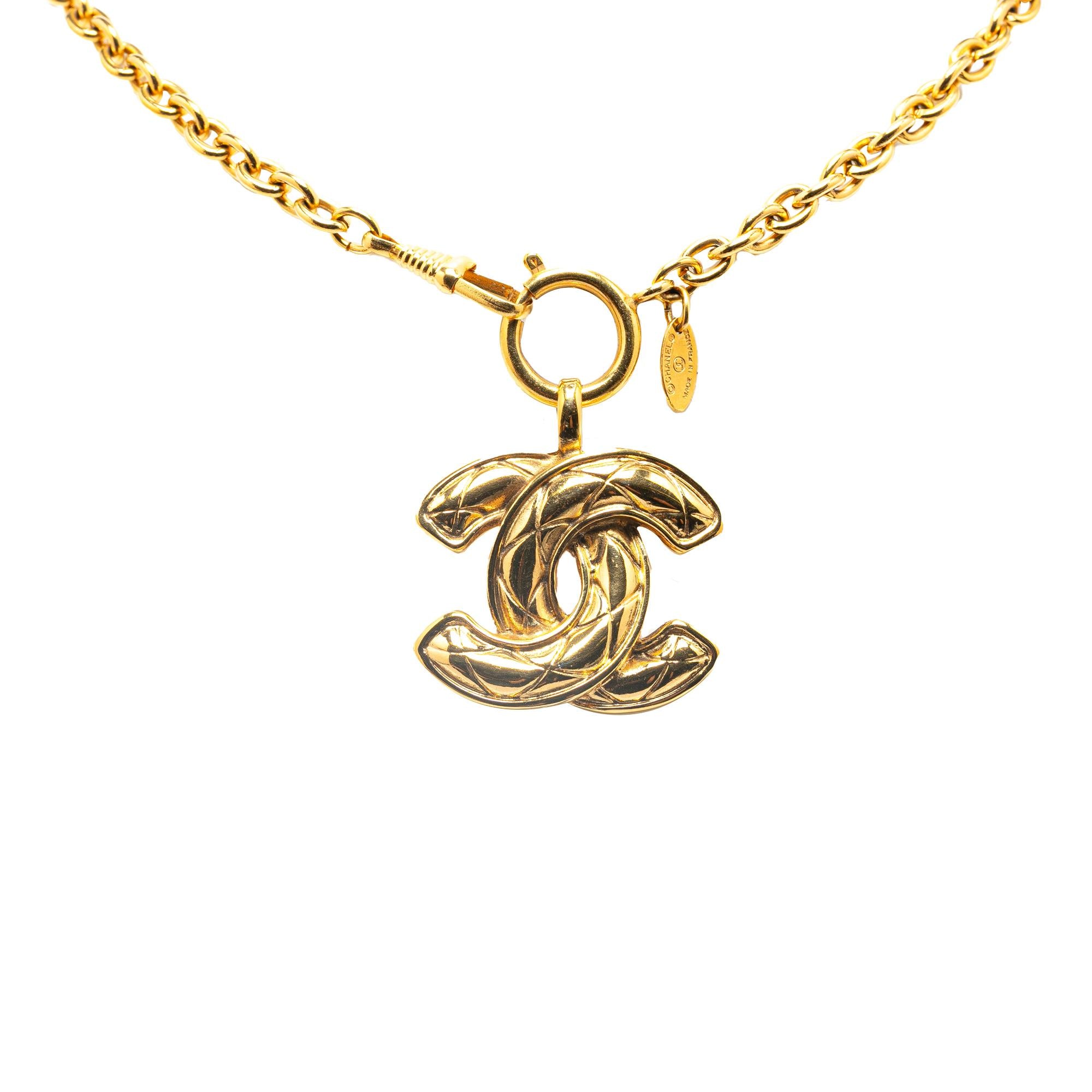 Chanel CC Quilted Pendant Necklace