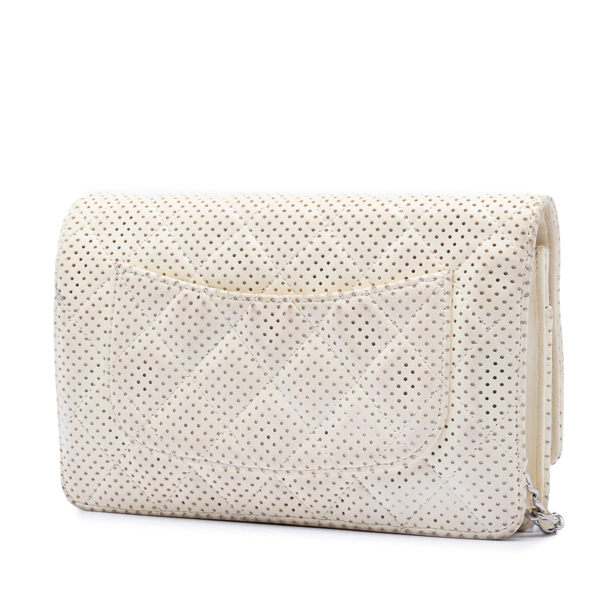 Chanel CC Quilted Perforated Lambskin Wallet On Chain