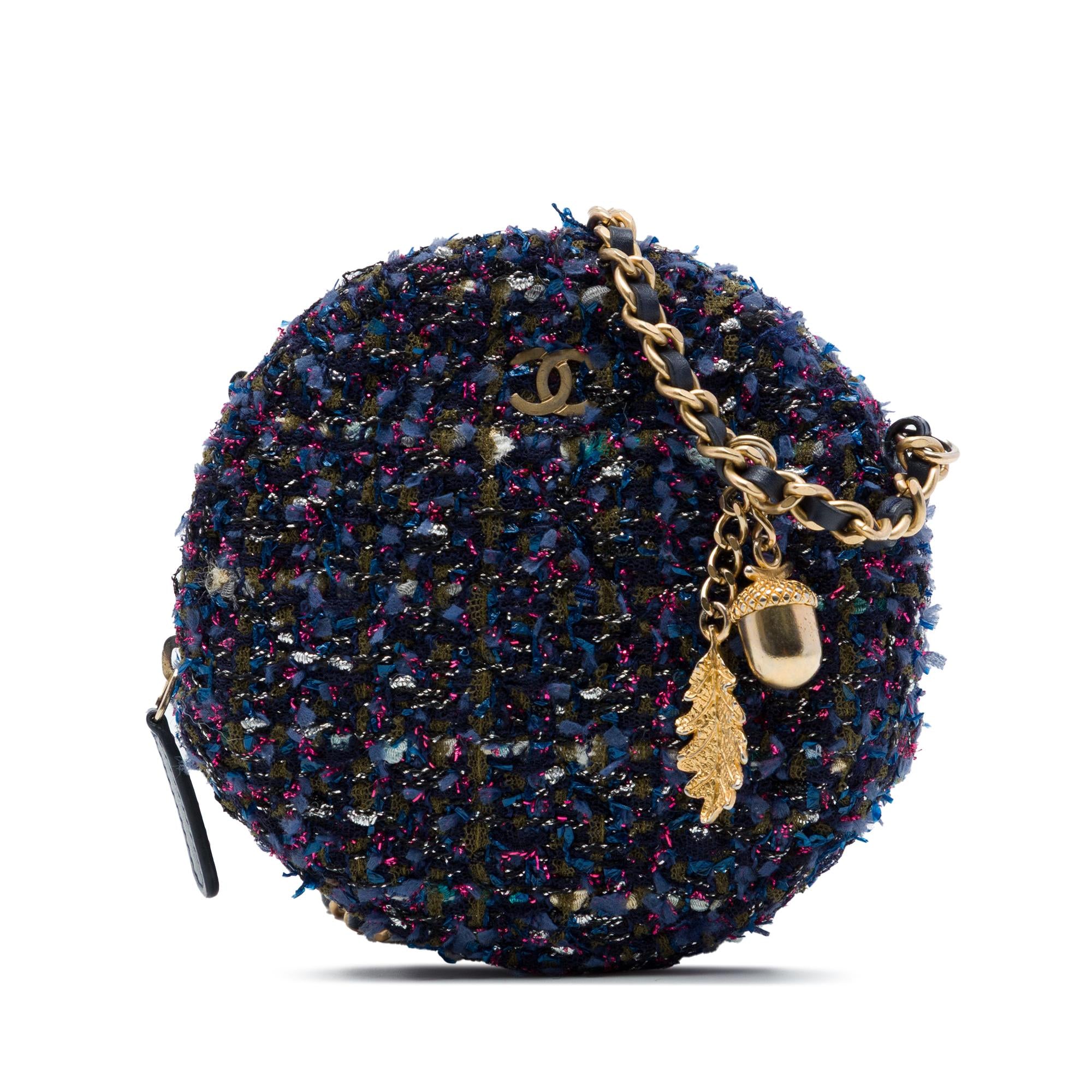 Chanel CC Quilted Tweed Round Crossbody