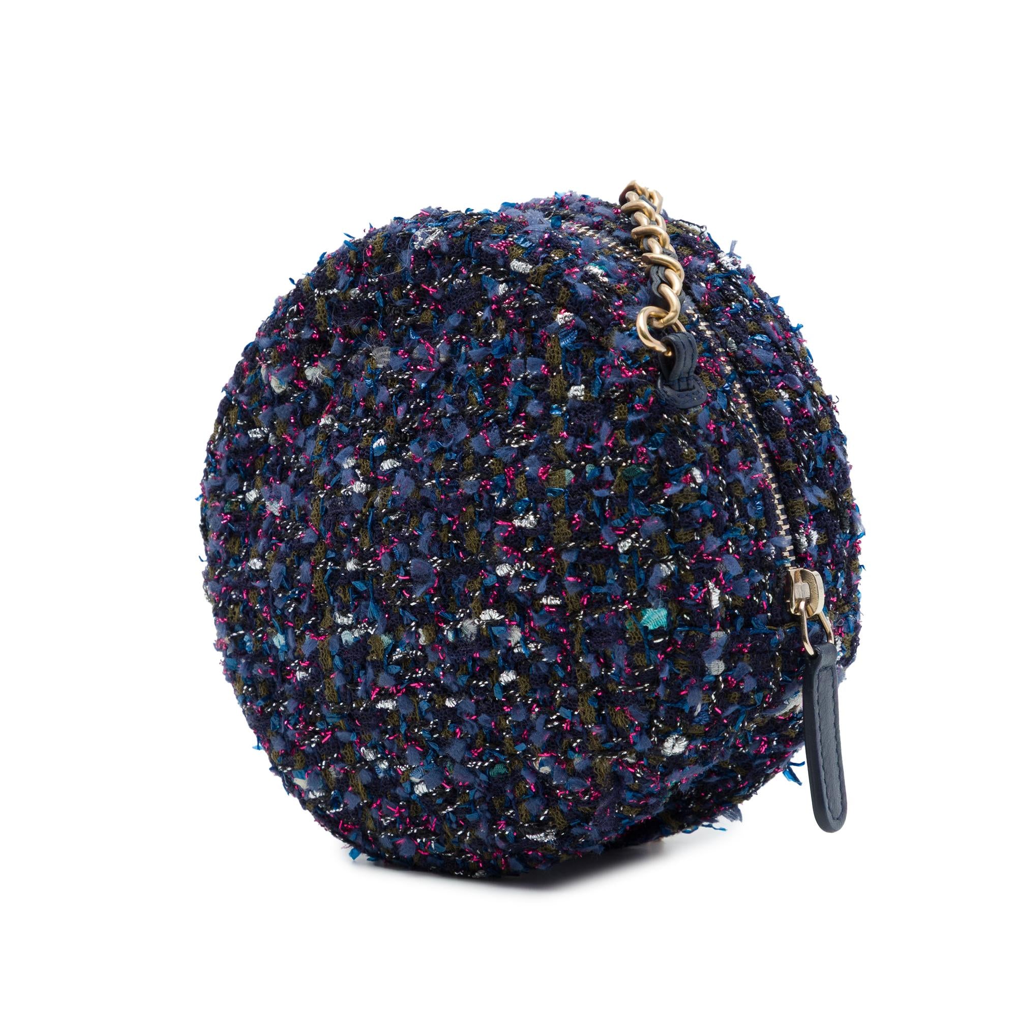 Chanel CC Quilted Tweed Round Crossbody
