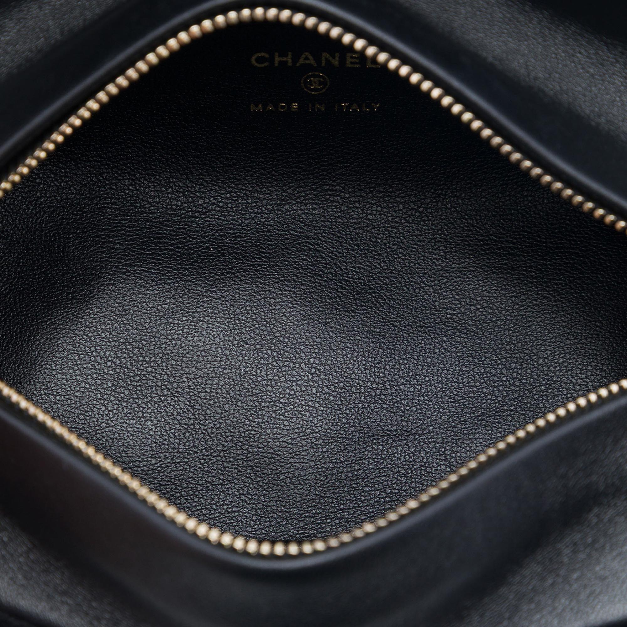Chanel CC Quilted Velvet Crystal Wristlet Clutch